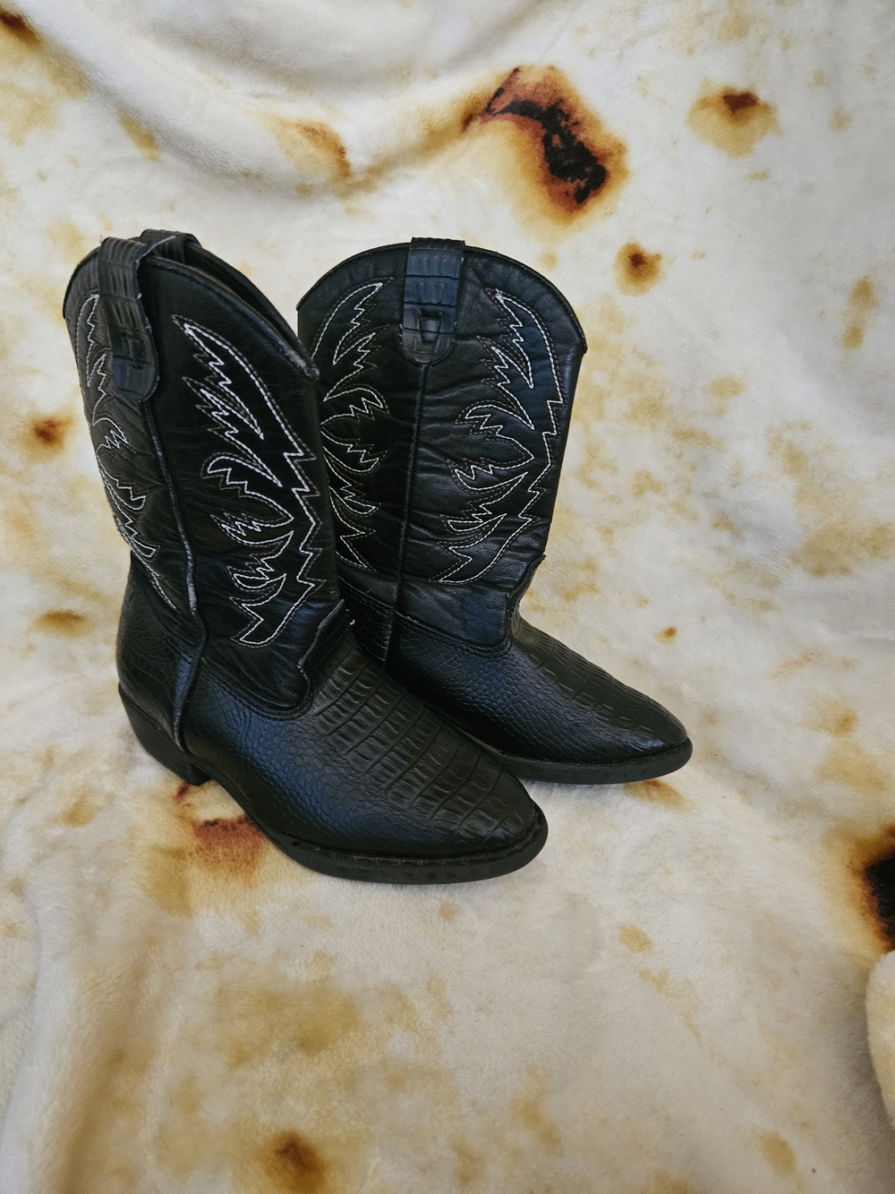 smartfit Black Kids Western Embossed Cowboy Boots